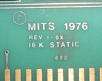 MITS Altair 680 16K Static RAM card.