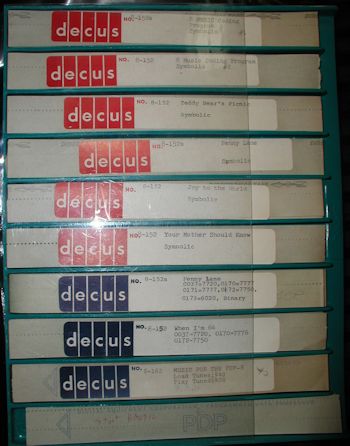 Digital Equipment Corporation PDP-8 Music Program Papertapes 152 152a 162