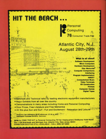 One of the first east coast USA computer shows August 1976, the PC Atlantic City