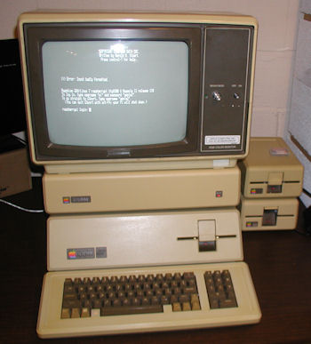 Apple III running terminal software MicroTerminal while connected to Raspberry Pi